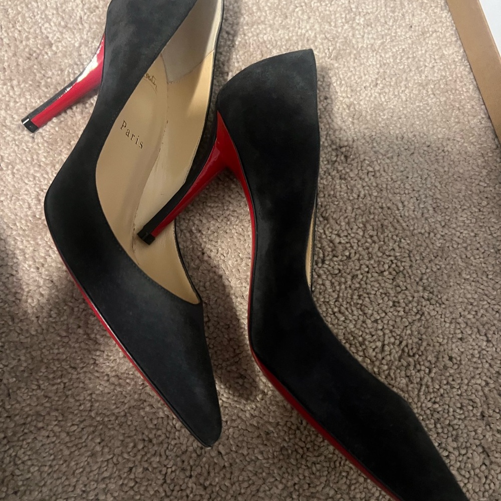 Christian Louboutin apostrophy pump grey suede 85 women’s size 37.5/ us size 7 - Picture 9 of 11
